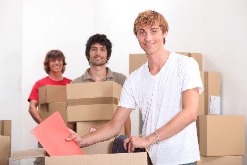 Organised furniture and boxes for a small house move